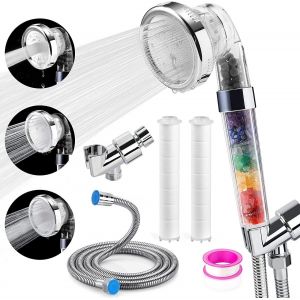 CHECARZHN--NO1-Pommeau De Douche Filtré, Haute Pression Économ ur D'Eau Avec Perles Filtrantes, 3 Réglages Avec Pulvérisateur À Main - Neuf