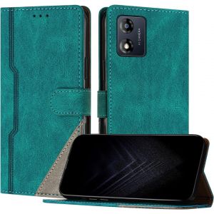 Kal-Étui Pour Motorola Moto E13, Housse En Cuir Pu Avec [Protection Antichoc Tpu] [Fonction Support] [Porte-Cartes ] Antichoc Magnétique Coque Pour Moto E13 - Vert - Neuf