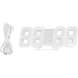 Horloge LED Petite Horloge numérique, minuterie de réveil Mural numérique à Cadre Blanc avec température, Affichage 12/24 Heures Horloge Murale LED 3D pour Salon à la Maison(Mot Blanc) - Neuf