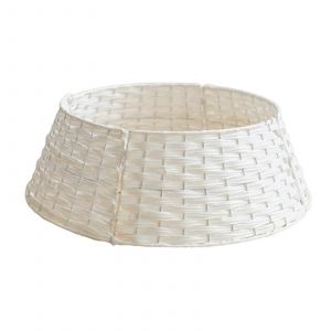 Jupe de sapin de No&euml;l r&eacute;tro ronde en forme de panier, d&eacute;coration de pied de sapin pour la maison, les f&ecirc;tes et les soir&eacute;es. Cadeau id&eacute;al pour les f&ecirc;tes et les occasions sp&eacute;ciales. - Neuf