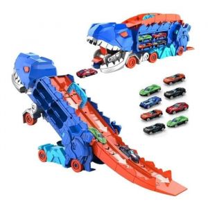 Camion de Transport de Dinosaures - Jouet Camion de Transport - 8 Voitures - Rouge - 3 Ans et Plus - Neuf