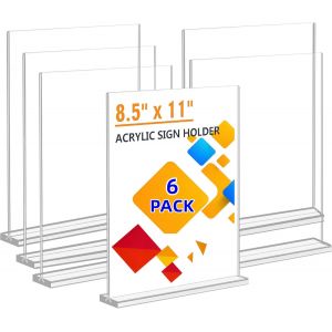SUBZONAL-Pr&eacute;sentoir de Table A4, Lot de 6 Porte Document en Acrylique &iquest; Pr&eacute;sentoir de comptoir en T double face pour Menus, Publicit&eacute;, Photo - Neuf