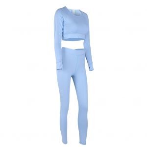 Combinaison De Sport Moulante A Manches Longues Pour Femme, Dos Nu, Evacuant L'humidite, Vetements De Sport Pour Le Yoga Et L'entrainement, Taille M - Neuf