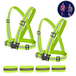 Gilet De S&eacute;curit&eacute; R&eacute;fl&eacute;chissant Haute Visibilit&eacute; - Enti&egrave;rement R&eacute;glable Avec 2 Sangles R&eacute;fl&eacute;chissantes Pour Une S&eacute;curit&eacute; Accrue Dans Des Conditions De Faible Luminosit&eacute; - Neuf