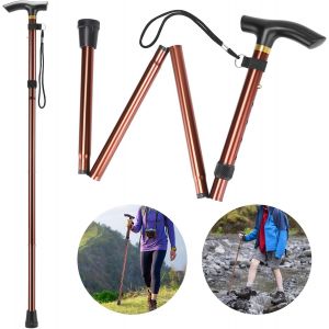 Canne Pliante En 4 Et R&eacute;glable Canne Pliante L&eacute;g&egrave;re En Aluminium En M&eacute;tal Canap&eacute; Non Glissant Unisexe Pour La Randonn&eacute;e Trekking Voyage.[Q145] - Neuf