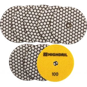 Disque De Polissage Diamant Sec 8 Pcs.Produit Dispersé #100 Pour Granit Pierre Béton Marbre Meuleuse De Sol Ou Polisseur Dia 5 Pouces/125 Mm - Neuf