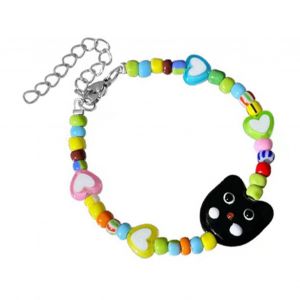 Bracelet De Perles Porte-Bonheur, Petit Bracelet Extensible Reglable Et Colore Pour Couple, Ami Intime, Noir - Neuf