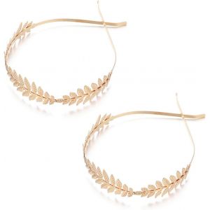 Kalvd-Couronne De Laurier Doré,2 Pièces Bandeau Grecque Romain Coiffe Cheveux Couronne Femme Accessoires,Bridal Coiffe De Mariage Feuille Serre-Tête Couronne Voyage,Photographie,Fête,Or - Neuf