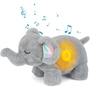 Faune Relaxant Peluche Qui Respire,Les Éléphants Endormis Veilleuse Bébé Musicale Et Lumineuse Avec Bruit Blanc,Cadeau De Naissance Pour Fille Et Garçon Nouveau-Né - Neuf
