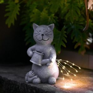 Nouvelhorizonstore-Figurines De Jardin D&eacute;coratives &Agrave; Led Pour Les Amoureux Des Chats, D&eacute;coration De Jardin Pour Ext&eacute;rieur, R&eacute;sistant Aux Intemp&eacute;ries, D&eacute;corations Printani&egrave;res Pour Jardin, Balcon, Pel - Neuf