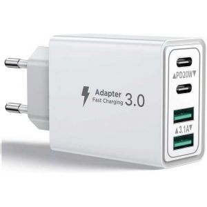 KALANKA-Chargeur USB C, 40W Prise USB C Chargeur USB PD+QC, 4 Port Chargeur Rapide pour iPhone 16 Pro/15/14/12/11/Pro Max/X/XS/XR/8/7/6S/iPad, Galaxy - Neuf