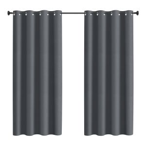 Rideau Ext&eacute;rieur Rideau Occultant Avec ?Illets Opaque Jardin Patio Balcon 132 X 274cm Gris Fonc&eacute; 2 Panneaux - Neuf