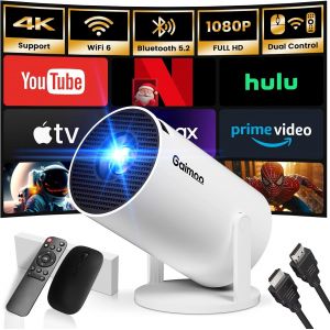 Kyaoayo-App Intégrée Vidéoprojecteur 2025 Rétroprojecteur Portable Mini Projecteur Dual Contrôle Avec Souris Android Tv Wifi 6 Bt5.2 180° Rotation Hdmi/Tv Stick/Usb/Ps5, Avec Hdmi Et Souris - Neuf