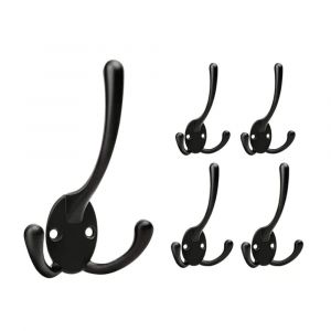 Patère, 5 pièces, patère murale noire pour cuisine, chambre, entrée - Neuf