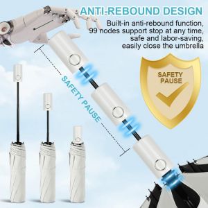 Tzf-Parapluie Pliant, Automatique Parapluie Ouverture Et Fermeture, Rétracter Le Parapluie Par Sections, Compact Parapluies De Voyage Avec Housse De Parapluie, Portable Umbrella Résistant Vent En Uv - Neuf