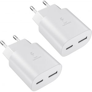 Chargeur Usb C, 25W 2Ports Usb C Chargeur Rapide Pd+Qc Chargeur Multi Secteur Usb Type C Adaptateur Pour Samsung Galaxy S25 S24 S23 S21 S20 S10 A55 A55 A53 A52 A35 A15 A14 A13 A05 [CHA8220326] - Neuf