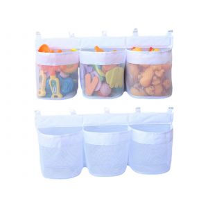 Organisateur De Jouets De Bain Suspendu En Filet Avec Crochets Adh&eacute;sifs - Lot De 2 - Neuf