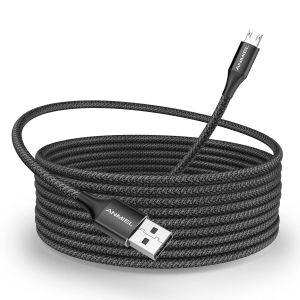 JGD-C&acirc;ble micro USB 3 m - C&acirc;ble de charge rapide en nylon tress&eacute; - C&acirc;ble de charge USB Android - Compatible avec Samsung Galaxy S7 S6 S5 J7 Note 5, Huawei, Kindle, manette PS4, tablettes Fire HD, HTC - Neuf