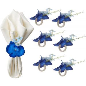 Ensemble De 6 Ronds De Serviette Artisanaux En Forme D'orchid&eacute;e Bleue, Parfaits Pour La D&eacute;coration De Table Lors D'un Mariage. - Neuf