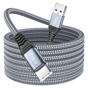 Thef-Câble Usb C 4m, Extra Long Câble Usb Type C Charge Nylon Tressé Câble Usb C Chargeur Pour Samsung Galaxy S22 S21 S20 S10 S9 S8 Note 10 9 8, Ps5, Switch, Huawei P30 P20, Lg V30 G6 G5,Sony,Xiaomi - Neuf