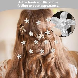 20 Pcs Petites Pince Cheveux Fleurs Blanches, Mini Pince Cheveux Fleur, Pince Cheveux Mariage, Pince Fleur Cheveux, Barettes Cheveux Fille, Accessoires Cheveux, Pour Filles Femmes - Neuf