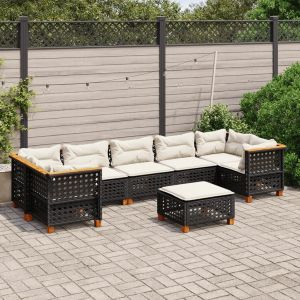 Prolenta Premium - Salon De Jardin 8 Pcs Avec Coussins Noir R&eacute;sine Tress&eacute;e - Neuf