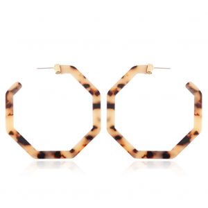 Boucles D'oreilles A Tige Geometriques En Alliage Pour Femme, Motif Leopard Polygonal (Imprime Leopard Clair) - Neuf