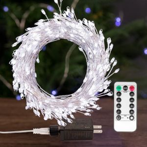 Kal-Les Lumières Fées Branchables, 3mètre 100led Blanc Froid Fil Argenté Feux D'artifice Lucioles Avec Commande À Distance, Étanches Fils Cuivrés Pour Décoration De Chambre, Couronne, Fenêtre - Neuf