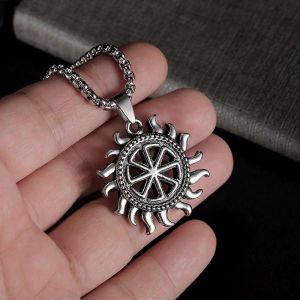 Européen Et Américain All-Match Hollow Fleur En Acier Inoxydable Collier Vintage Hommes S Rue Hip Hop Soleil Collier Pendentif - Neuf