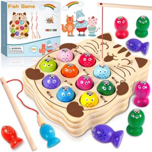 MDY-Jeux Enfants 2 Ans,Jeuxs Montessori,Jouets en Bois Jeu de pêche,Jeuxs Magnetique Enfant,Cadeau Garçon Fille,Jeu de Peche Magnetique,Jeux Enfants Cadeau 2-5 Ans - Neuf