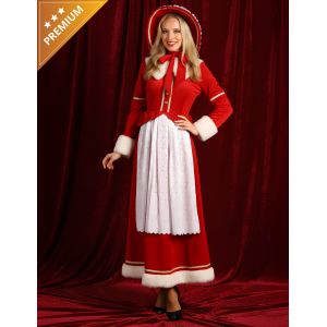 Déguisement Mère Noël Femme Traditionnel Avec Tablier - Taille: Xs - Neuf