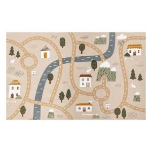 Tapis de jeux enfant - Route - 100 x 150 cm - Antidérapant - Noir - Sobres - Coton - Neuf