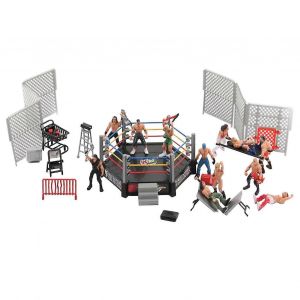 Ultimate 33-Piece Wrestling Playset Pour Enfants, Wwe Wrestler Warriors Toys Avec Anneau Et Accessoires R&eacute;alistes, Figurines De Combat Miniatures Amusantes - Neuf