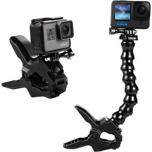Flexible Jaws - Gooseneck Mount for GoPro Hero 13/Hero 12/Hero 11/Hero 10/9/8/7/6/5/4 Session Hero 3+ Hero 3, DJI osmo, Akaso, Insta 360, Arlo Pro Arlo Go - Neuf