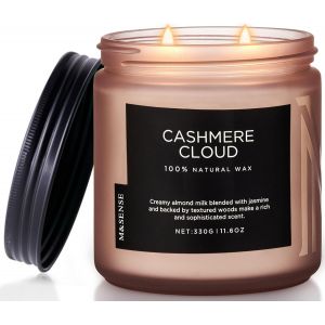 Bougie Parfum&eacute;e Bourbon Au Coin Du Feu. Bougie En Pot En Cire De Soja Propre De 330 G. Br&ucirc;lage De 70 Heures. Bougie Parfum&eacute;e &Agrave; Deux M&egrave;ches En Coton Pour L'automne Et La D&eacute;coration De La Maison - Neuf