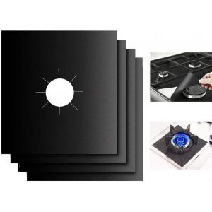 Protections de plaque de cuisson &agrave; gaz, lot de 8, antiadh&eacute;sives et r&eacute;utilisables, 27 x 27 cm - Neuf