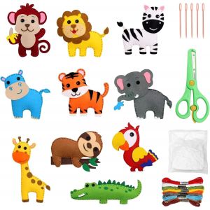 KALANKA-10 Pièces Kit Couture Enfant Feutre Animal Kit Creatif Enfant Jouet de Couture Pour Poupée DIY Enfants Plaisir de Coudre pour Enfant Cadeau Bricolage Adapté Aux DéButants - Neuf