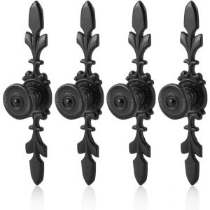 Lot de 4 boutons de porte style vintage, en aluminium noir, pour armoires, tiroirs et portes de placard simples et modernes (noir). - Neuf