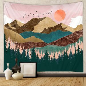 Tapisserie Murale Psychédélique Représentant Un Coucher De Soleil Sur Une Île De Rêve (Colorée, Xl/230 X 180 Cm), Paysage Naturel, Décoration De Chambre À Coucher Ou De Salon - Neuf