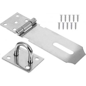 Moraillon de cadenas de porte en acier inoxydable robuste avec vis fermoir de porte serrure de porte agrafe de cadenas de loquet de hangar - 4 pouces - Neuf