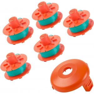 Bobine de rechange pour débroussailleuse Gardena Turbo SmallCut article 2404 et 2402,bobine de 2 mm pour débroussailleuse 5367-20,avec couvercle 5329-20 (5 bobines + 1 couverture) - Neuf