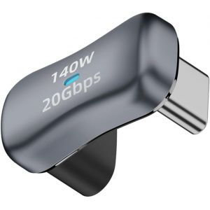 Plus Large USB C U Forme Angle Adaptateur 140W 20Gbps USB3.2 Type C Male to Female Wide Distance 180 Degree Connector 4k@60Hz, LED/Alloy, pour Steam Deck Smartphone Laptop Tablette - Neuf