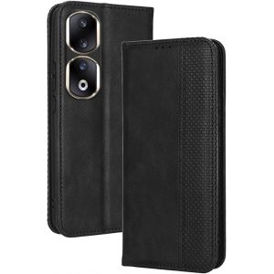 Kal-Coque Pour Honor 90 Pro 5g (6.78"" Inches) Etui Housse, Étui De Téléphone En Cuir Avec Fente Pour Carte Texturée Élégante.Le Noir - Neuf