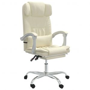 Fauteuil de massage inclinable de bureau informatique &eacute;tude similicuir cr&egrave;me Helloshop26 02_0025403 - Neuf