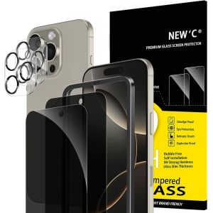 TRAHOO-Kit de 4, 2 x Verre Tremp&eacute; Anti-Espion pour iPhone 16 Pro (6,3 Pouces) et 2 x Protection Cam&eacute;ra Arri&egrave;re - Kit Outil d'Installation Facile -Angle de Confidentialit&eacute; 28 Degr&eacute;s Am&eacute;lior&eacute; - Neuf