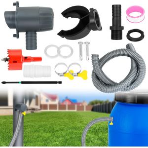 Ulteronixshop-Kit de collecteur d'eau de pluie pour tuyaux de descente de 70 &agrave; 110 mm, collecteur d'eau de pluie avec accessoires de montage, collecteur d'eau de pluie pour toits jusqu'&agrave; 80 m&sup2; - Neuf