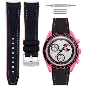 Eryi-Bracelet De Montre Caoutchouc Compatible Avec Omega X Swatch Moonswatch 20mm - Neuf