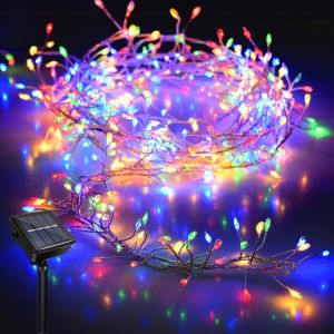 KAL-Guirlande Lumineuse Solaire Jardin, 200Leds Feu D'Artifice Solair Light, 6 Mètre 8 Modes Étanche Solaire Guirlande Lumineuse Pour Mariage Extérieur Fête De Noël Décorations De Vacances - Neuf