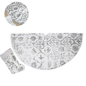 Jupe de sapin de No&euml;l Flocon de neige - Grande jupe de sapin de No&euml;l de 120 cm avec chaussette de No&euml;l pour Happ - Neuf