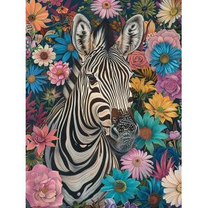 Oayew-5d Diamond Painting Kits Fleurs De Z&egrave;bre, Diy Peinture Avec Diamant Art Animal Cristal Diamant Broderie Peintures Arts Artisanat Pour Home Office D&eacute;coration Murale 30x40 Cm - Neuf